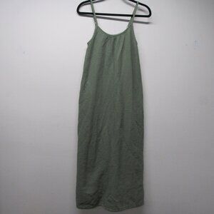 Van Winkle & Co Green Textured Gauze Cotton Midi Slip Dress Women's Size S 😀